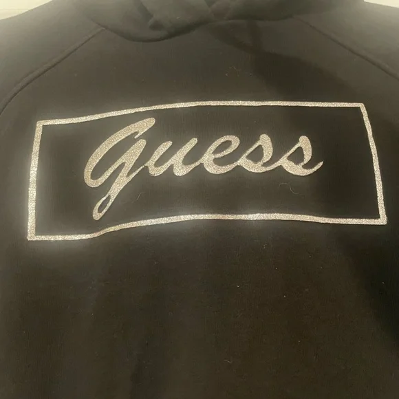 Guess Women's Black Cropped Hoodie - Picture 3 of 5